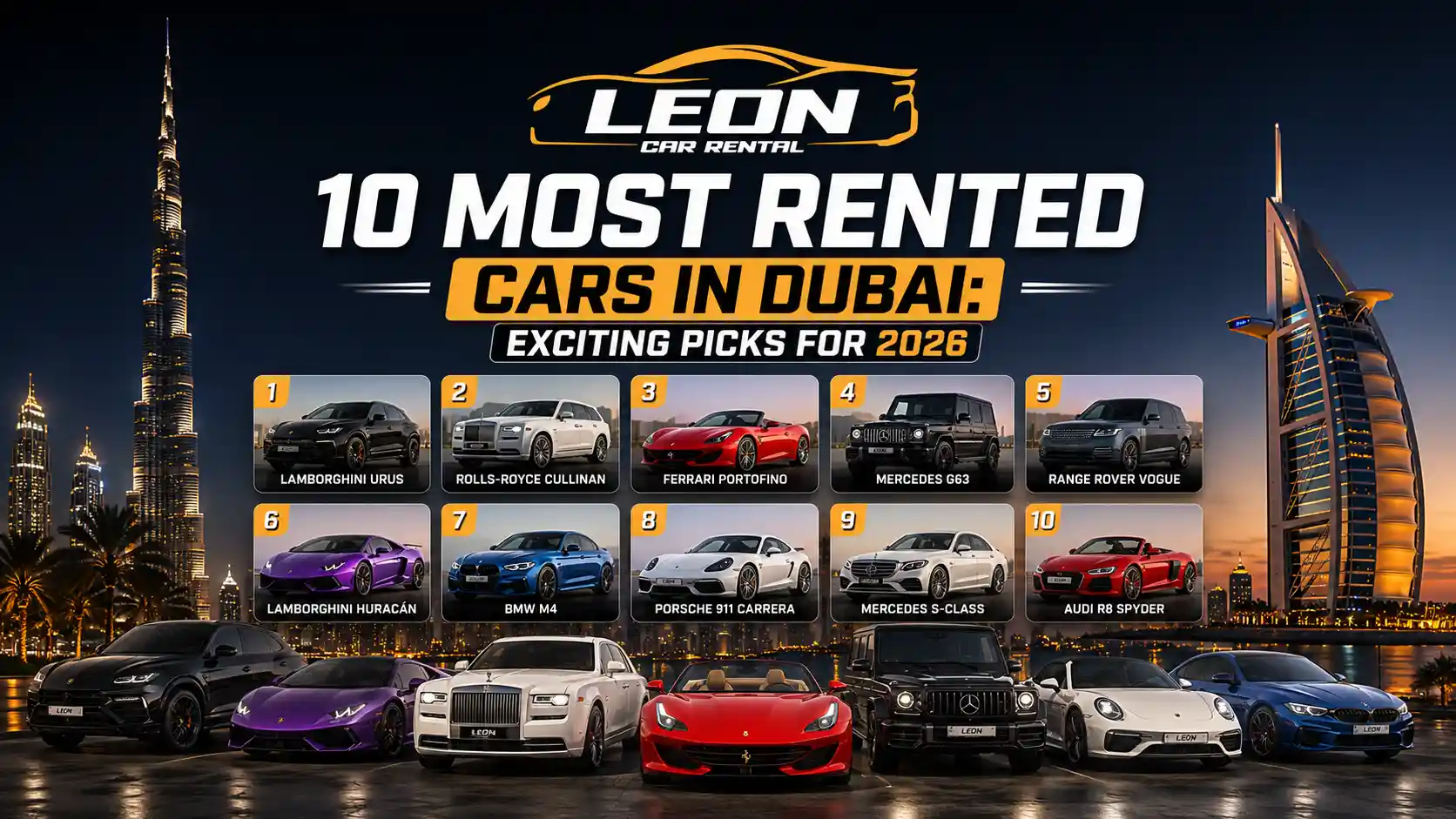 10 Most Rented Cars in Dubai